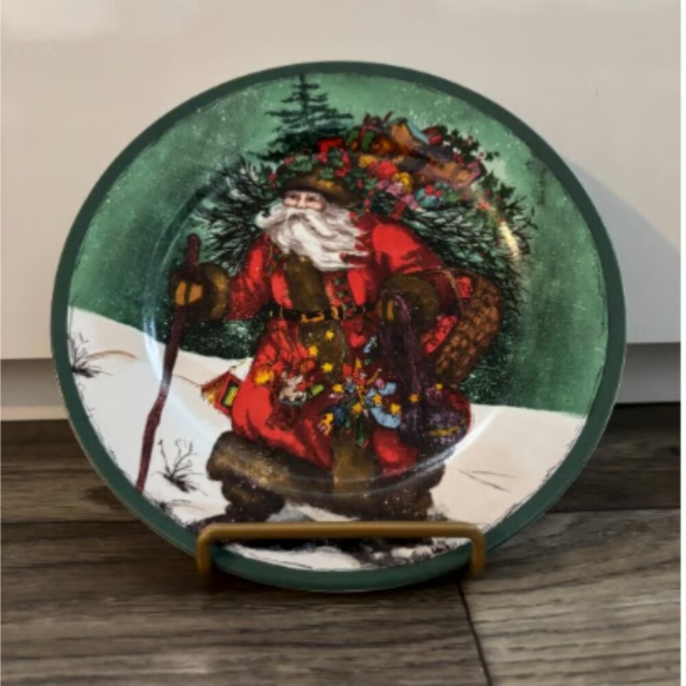 Royal Norfolk Old World Santa Claus 8" Christmas Collector's Plate Bag with Toys